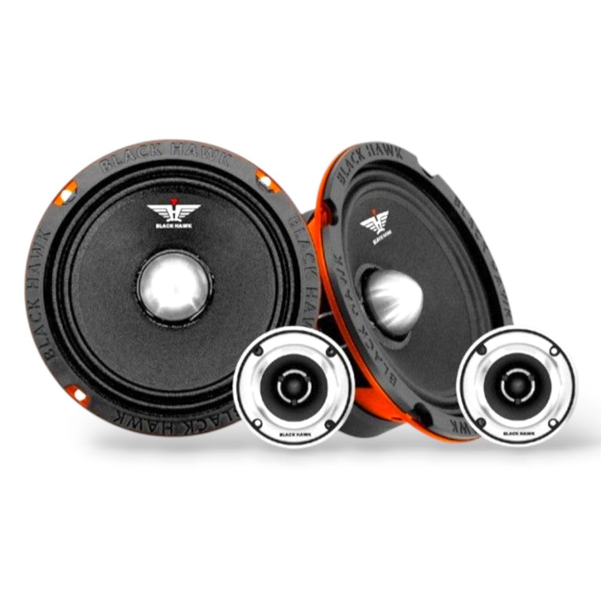 BLACK HAWK - Parlantes Medios Rango 6.5 Pulgadas 800W + Tweeter Bala Black Hawk