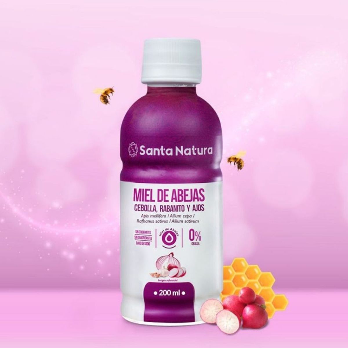 SANTA NATURA - Miel De Abejas Cebolla Rabanito y Ajos Santa Natura 200 ml