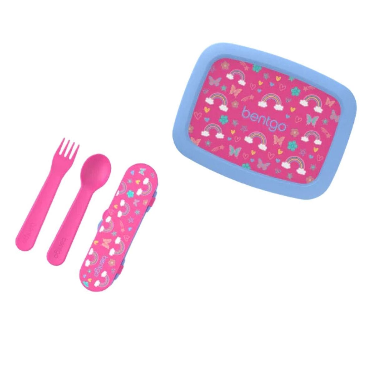 BENTGO - Lonchera y Set de Cubiertos Bentgo - Arcoiris y Mariposas
