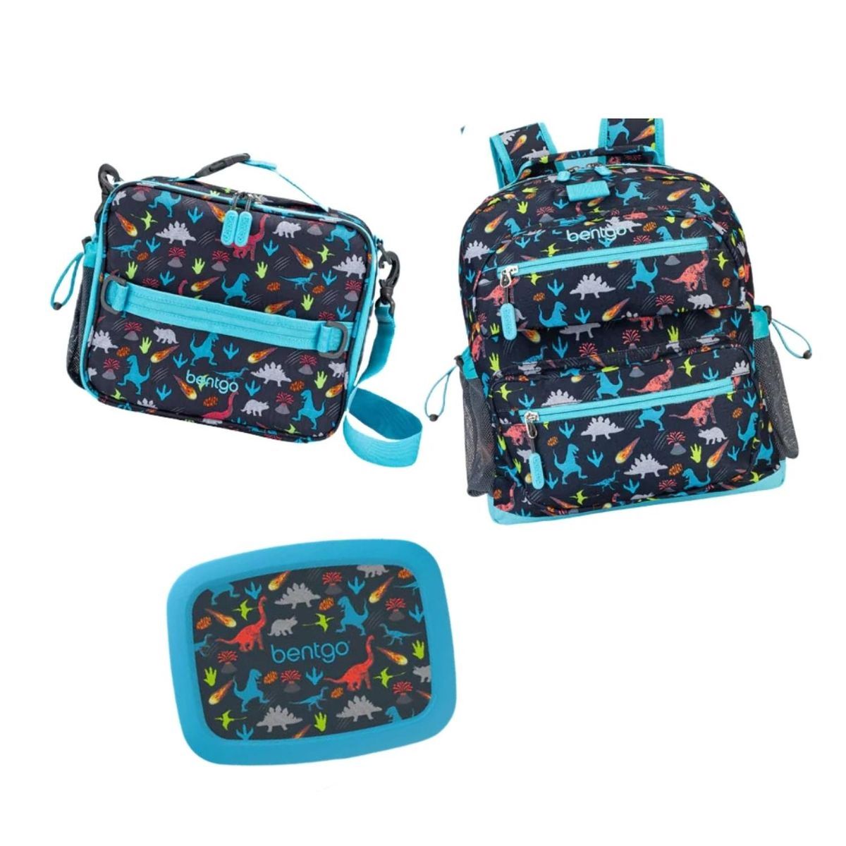 BENTGO - Set Bentgo Mochila Escolar Lonchera y Porta Lonchera - Dinosaurio