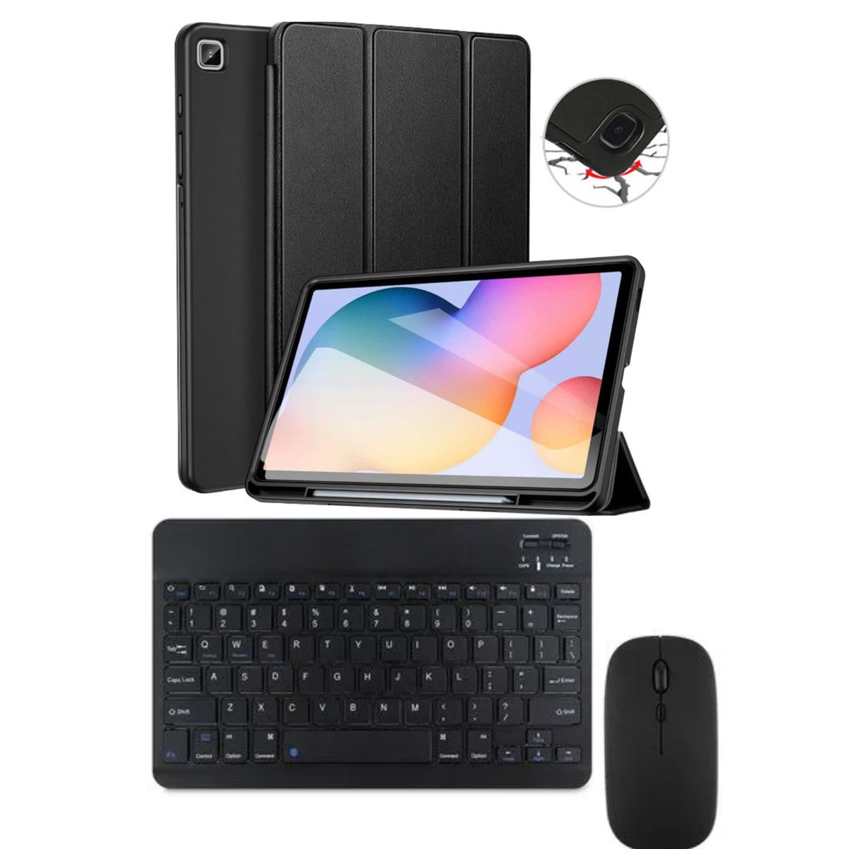 SPACE - case Samsung s6 lite teclado con mouse negro teclado por fuera