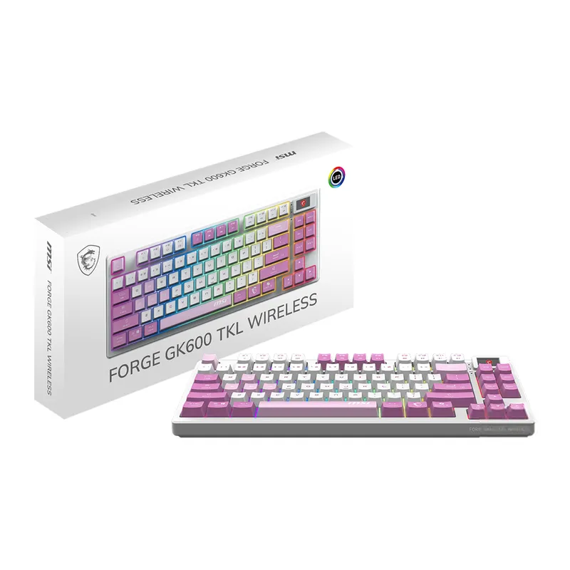 MSI - Teclado Gaming MSI Forge GK600 TKL Inalámbrico Color Violeta - Compac