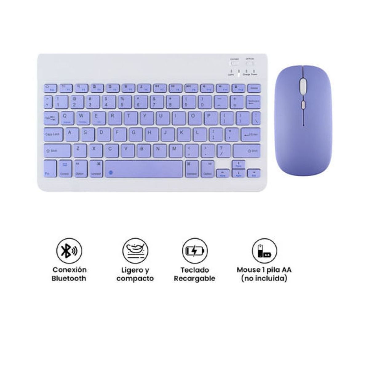 SPACE - case Samsung s6 lite teclado con mouse Lila teclado por fuera