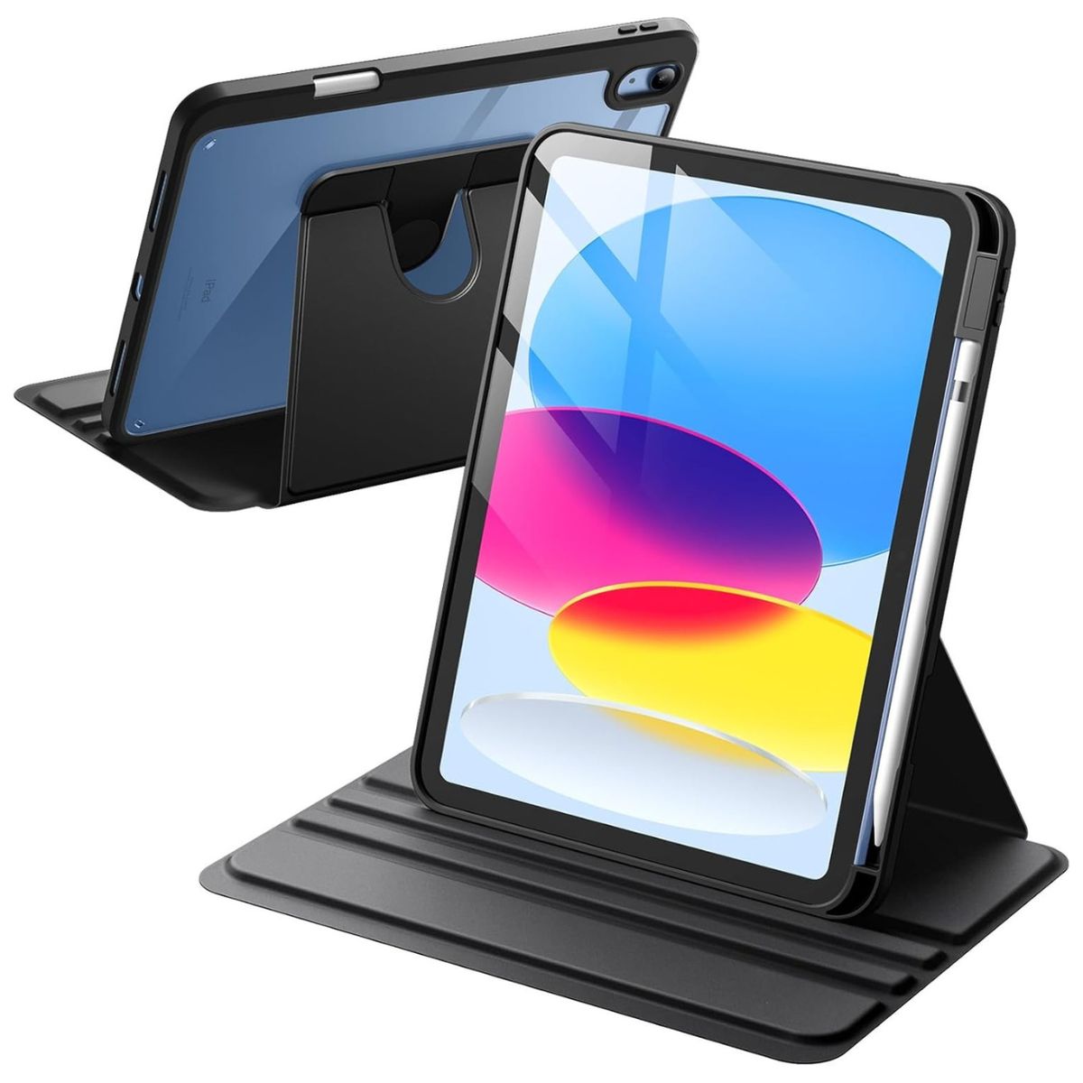 GENERICO - Funda Transparente Giratorio 360° para iPad A16 11th 10th GEN NEGRO
