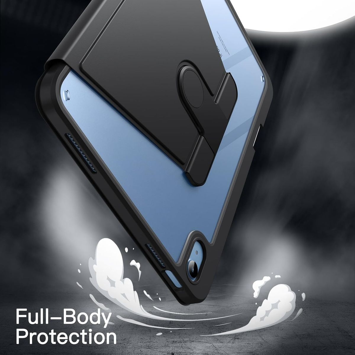 GENERICO - Funda Transparente Giratorio 360° para iPad A16 11th 10th GEN NEGRO