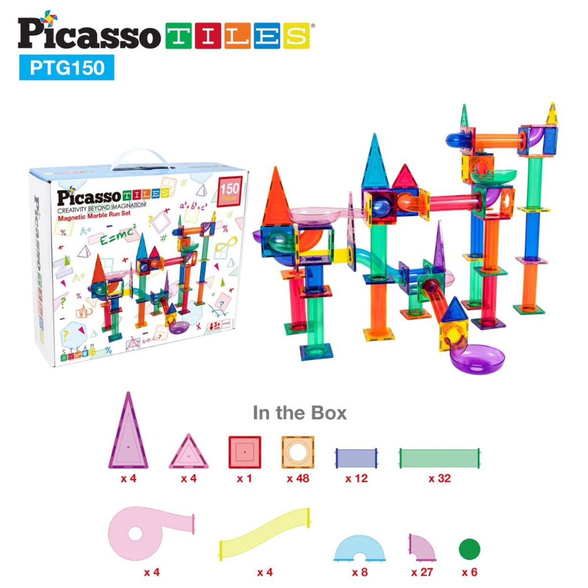 PICASSO TILES - Bloques Magnéticos Pista de Canicas 150 pzas - PicassoTiles