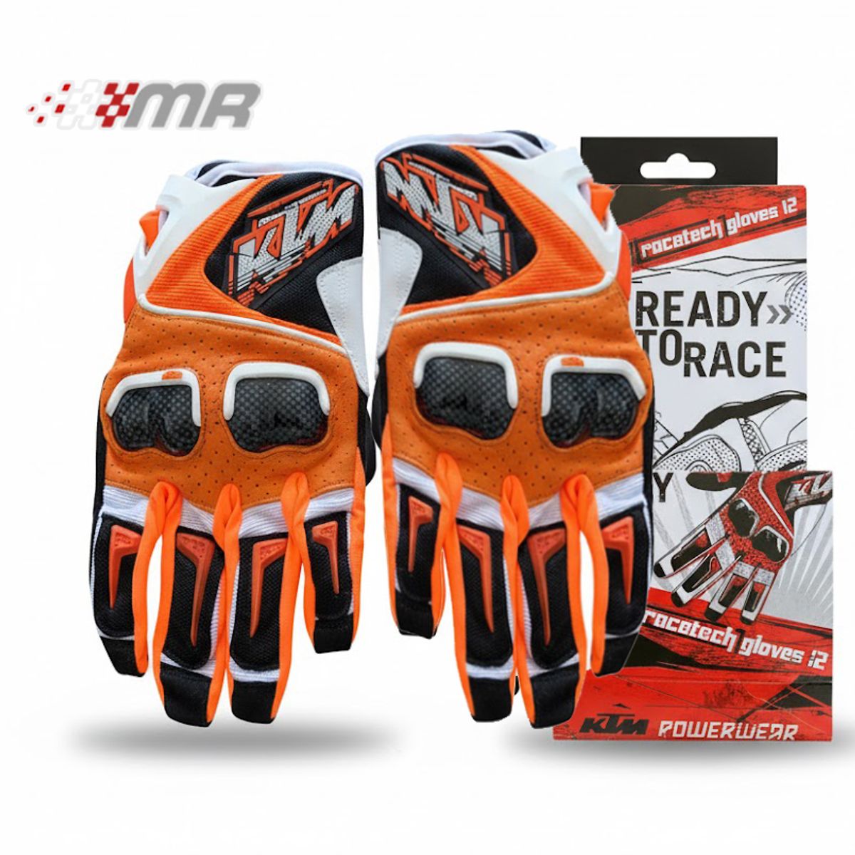 GENERICO - GUANTES PARA MOTO DE CUERO CON PROTECCIONES KTM