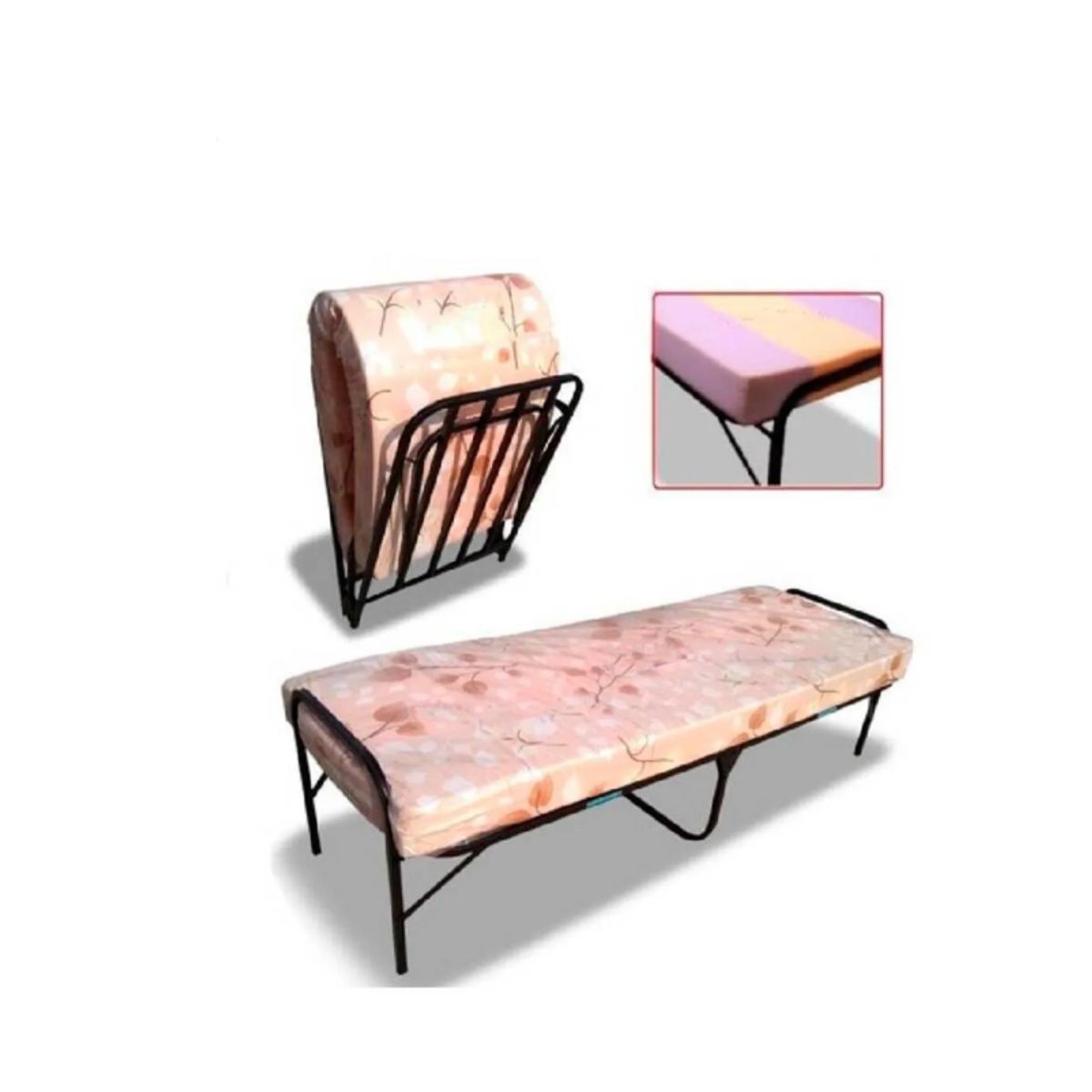 LH ELECTRONIC - Cama Plegable de 1 Plaza + Colchón de 4"