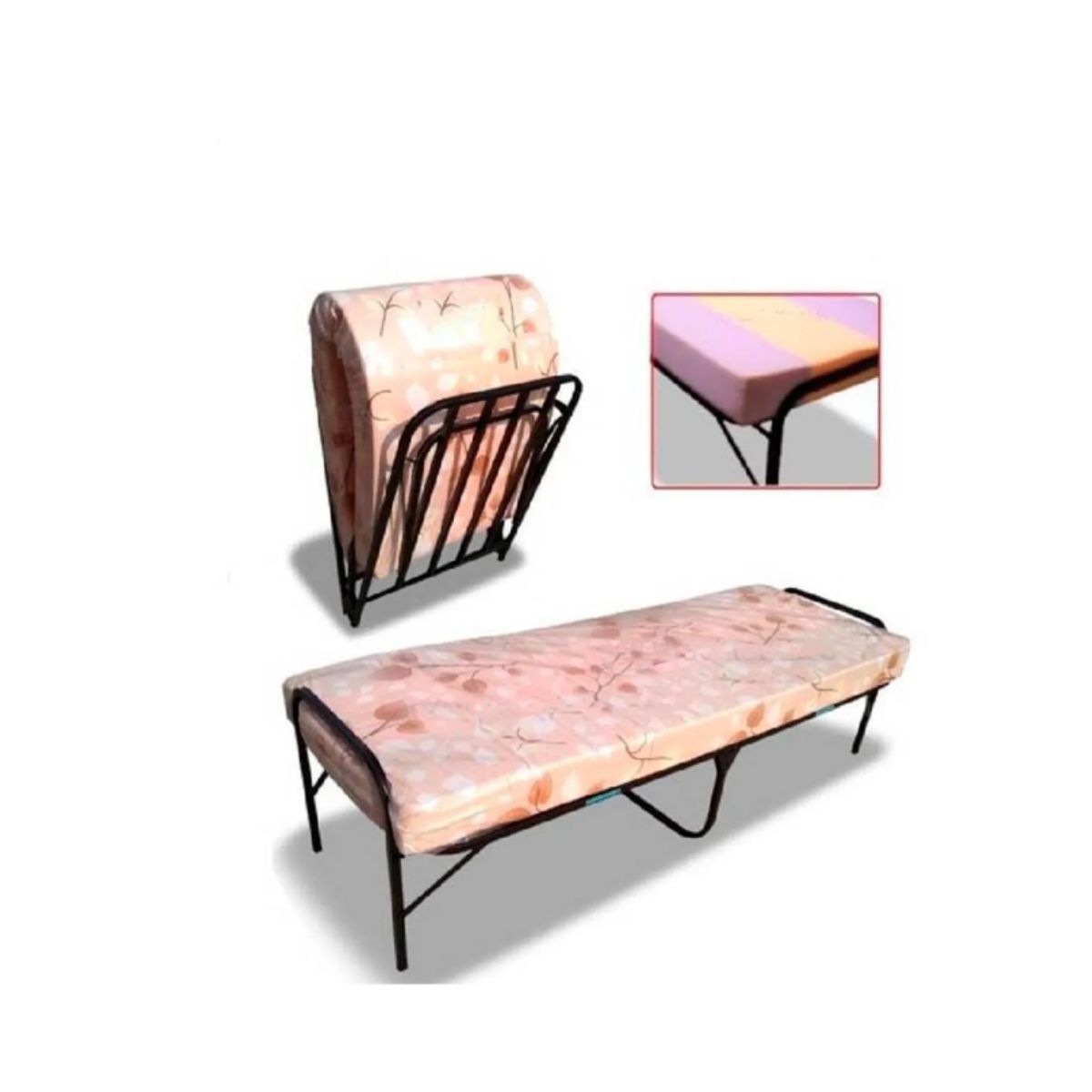 LH ELECTRONIC - Cama Plegable de 1 Plaza + Colchón de 4"