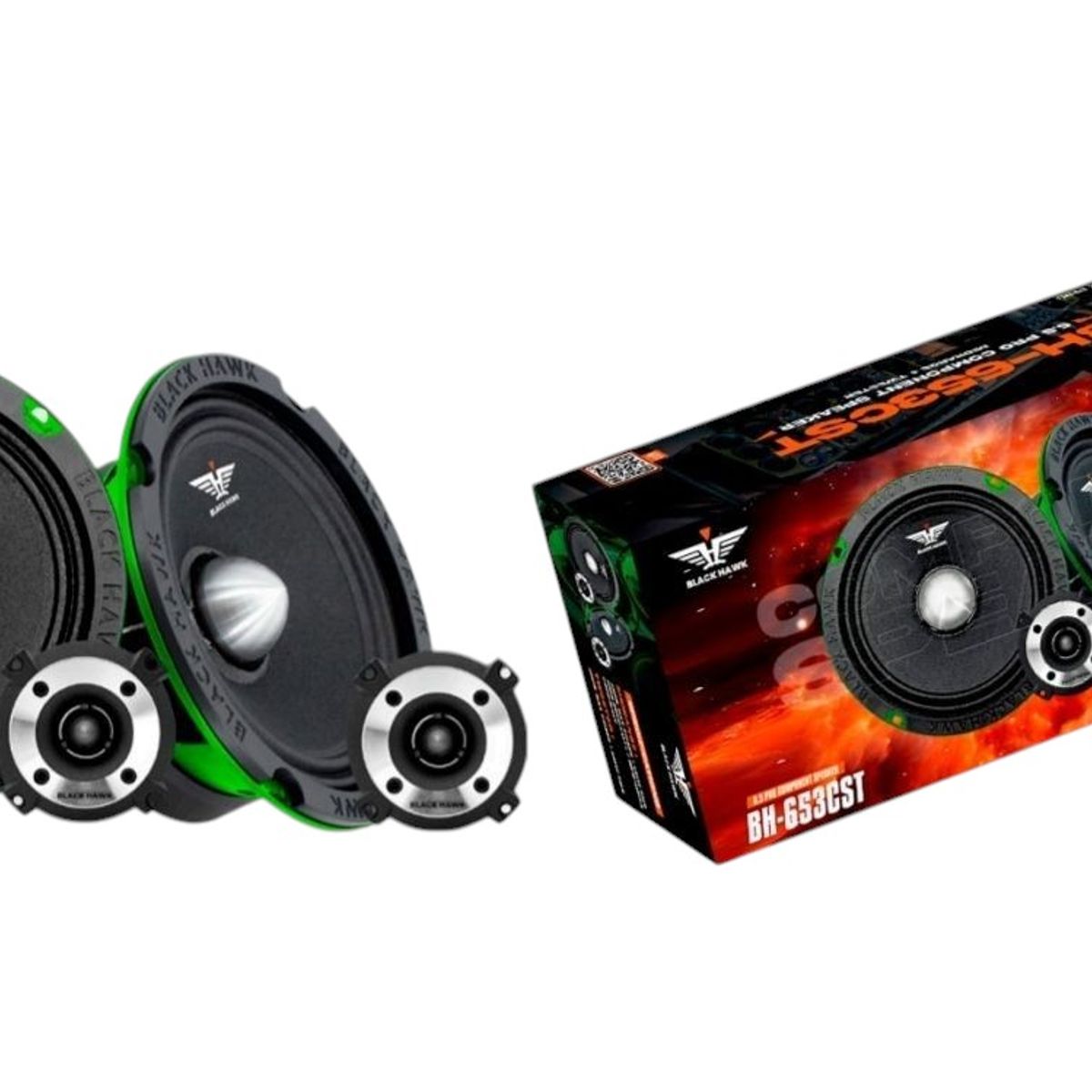 BLACK HAWK - Parlantes Medios Rango 6.5 Pulgadas 800W + Tweeter Bala Black Hawk