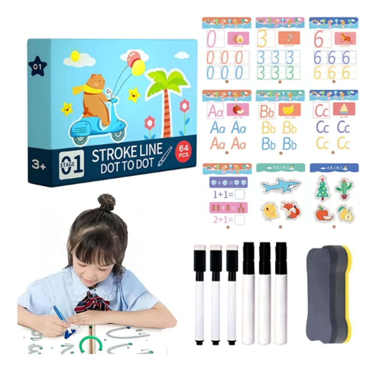 GENERICO - Set Didáctico de Escritura y Trazos Reutilizable