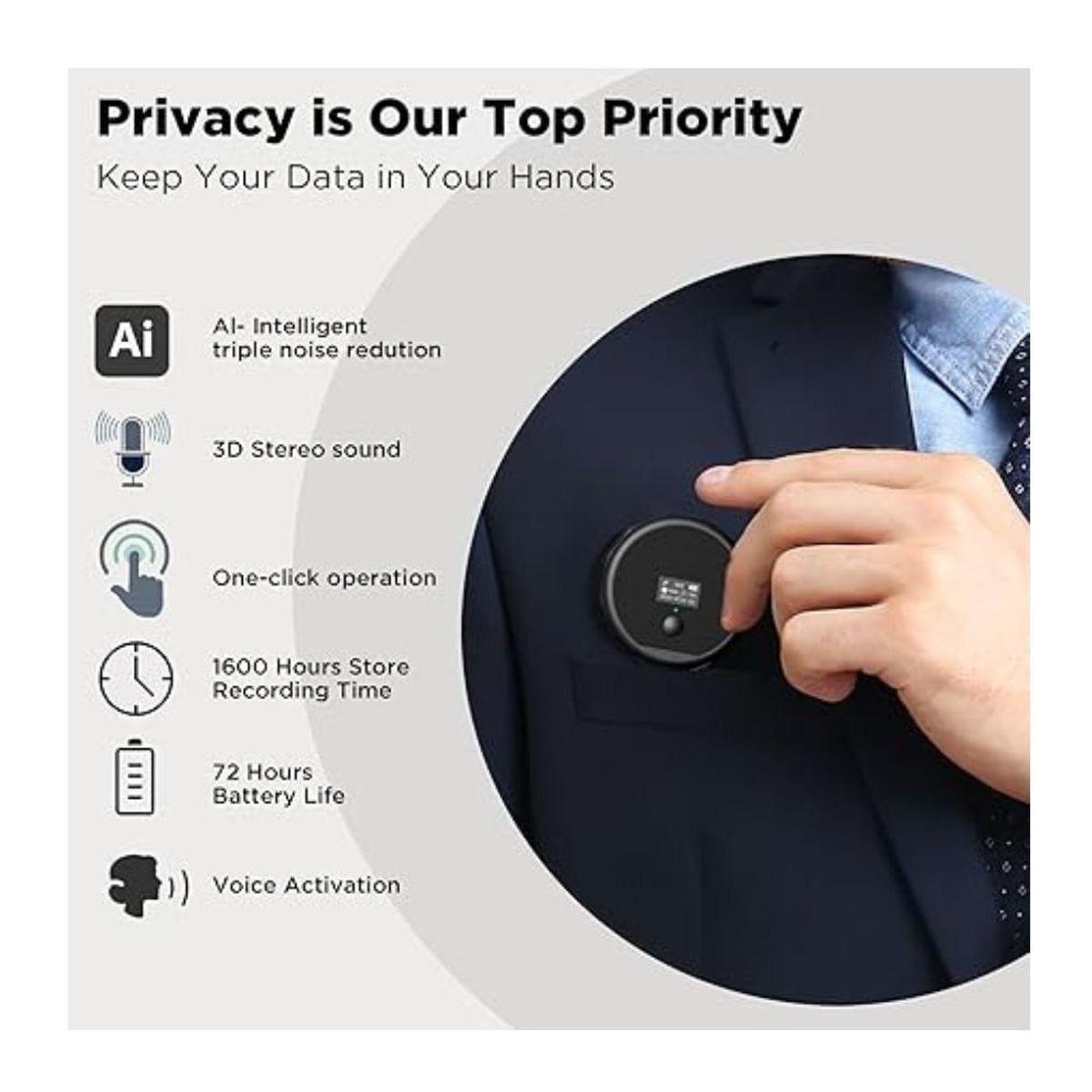 GENERICO - Grabadora magnética activada por voz de 128 G