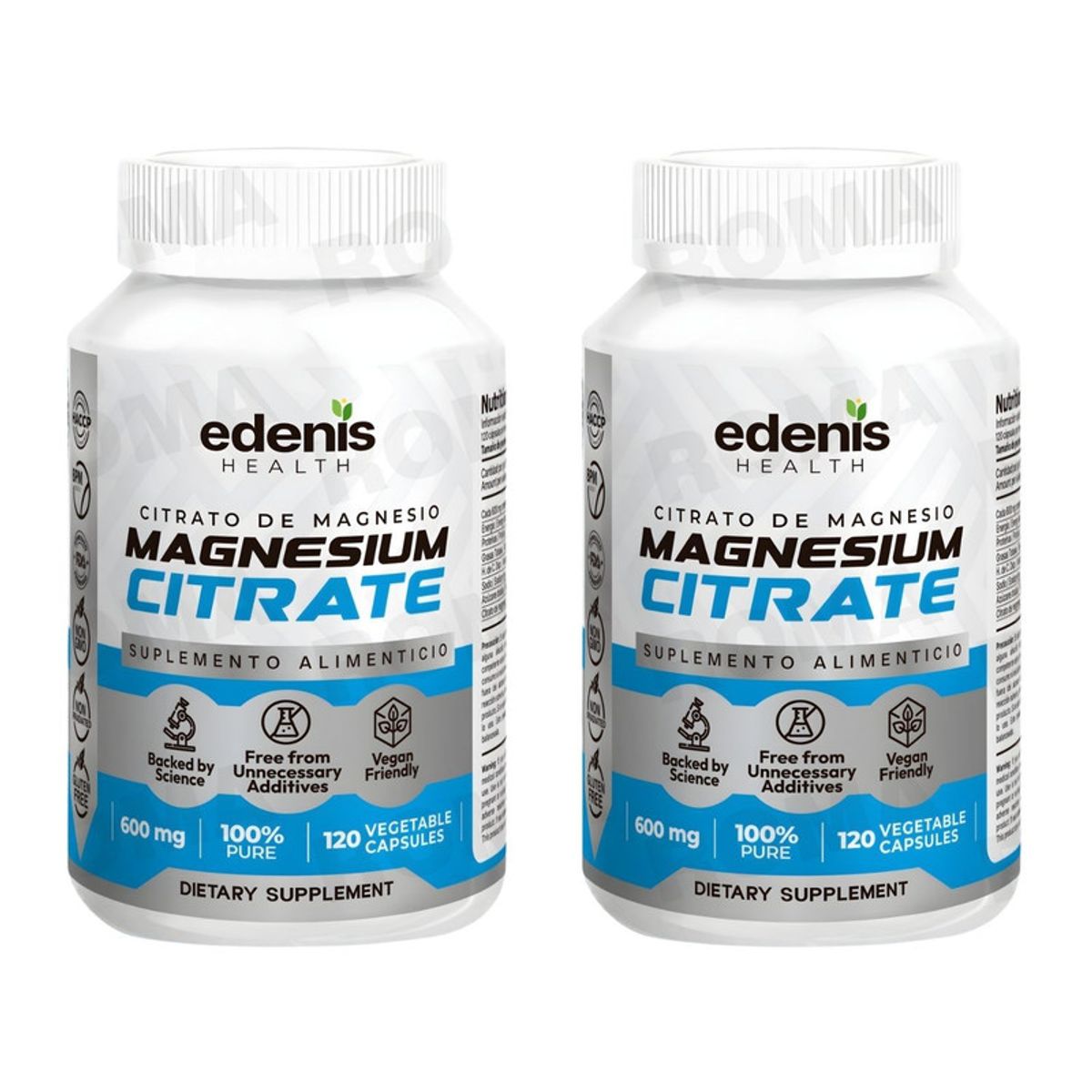 EDENIS HEALTH - PACK 2 CITRATO DE MAGNESIO 120 CÁPSULAS EDENIS HEALTH