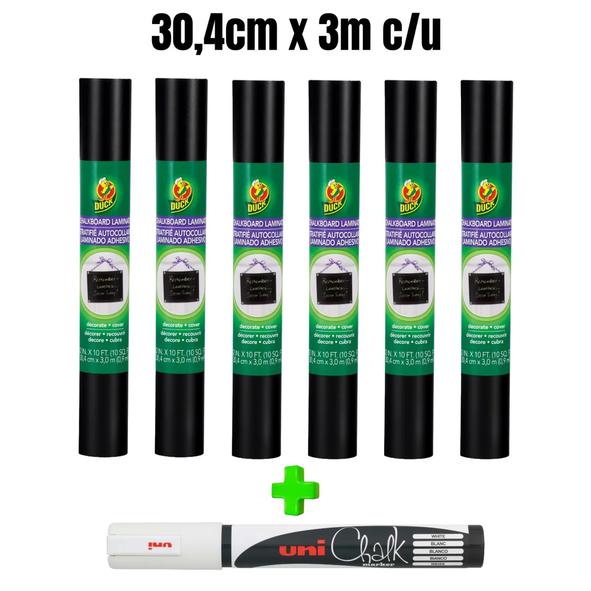 GENERICO - DUCK Pizarra para Tiza x 6 Rollos + Uni PWE-5M Chalk Blanco