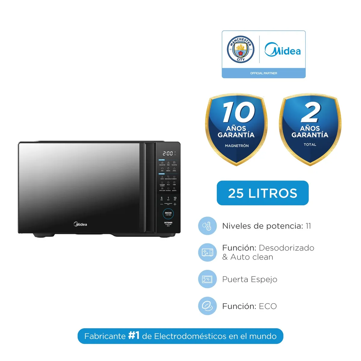MIDEA - Horno Microondas Midea  TasteXpress 25L MMDT09S4MG-PE  Silver