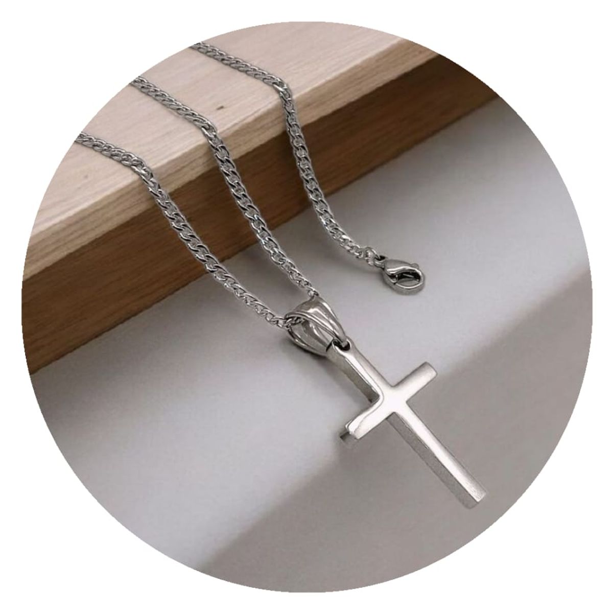 GENERICO - Collar Cruz Plana For Men - Estilo Fuerza y Elegancia en Acero 316L