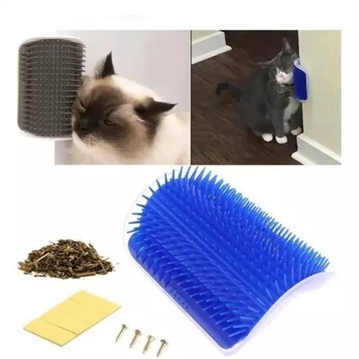 GENERICO - CEPILLO ESQUINERO MASAJEADOR PARA GATOS C CATNIP AZUL