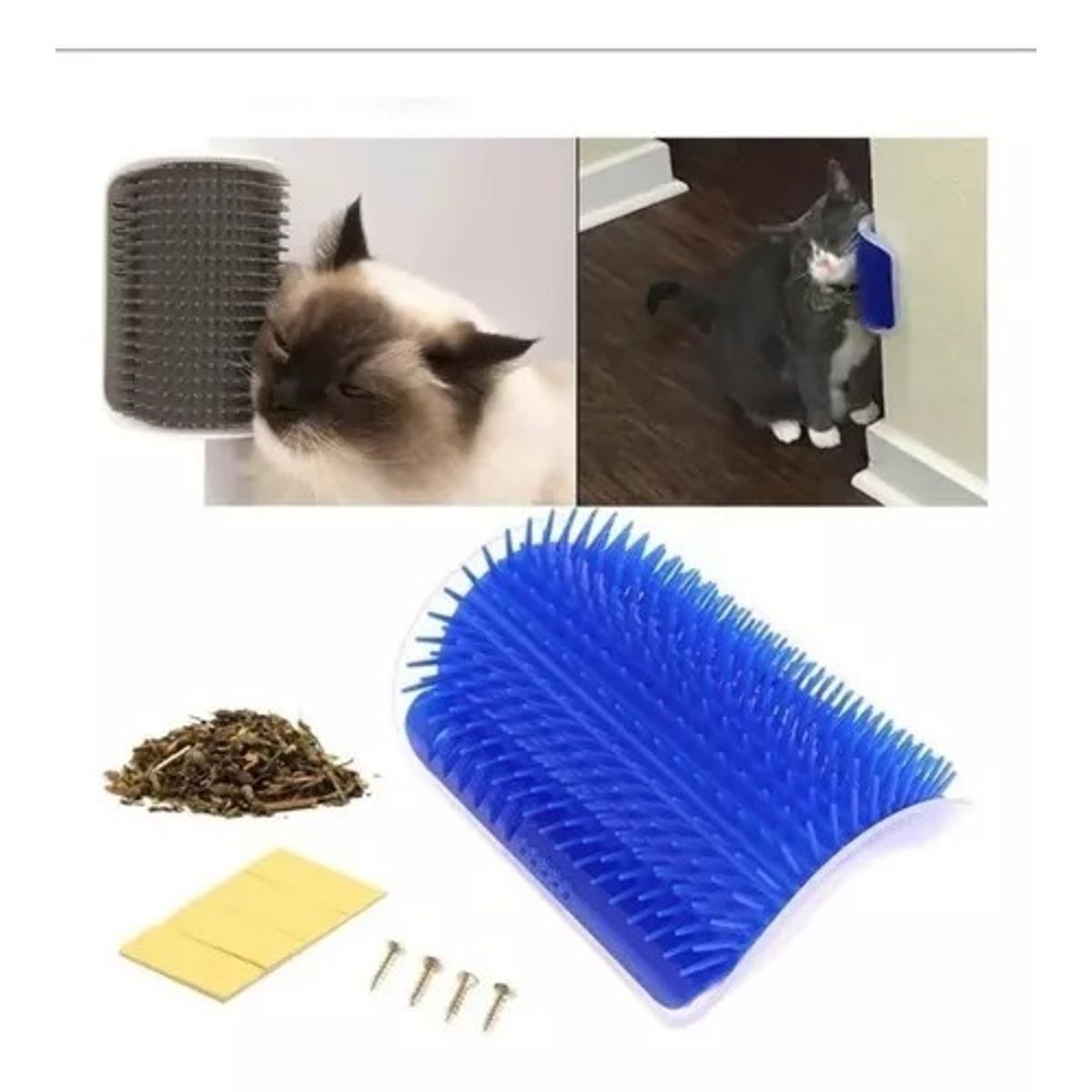 GENERICO - CEPILLO ESQUINERO MASAJEADOR PARA GATOS C CATNIP AZUL