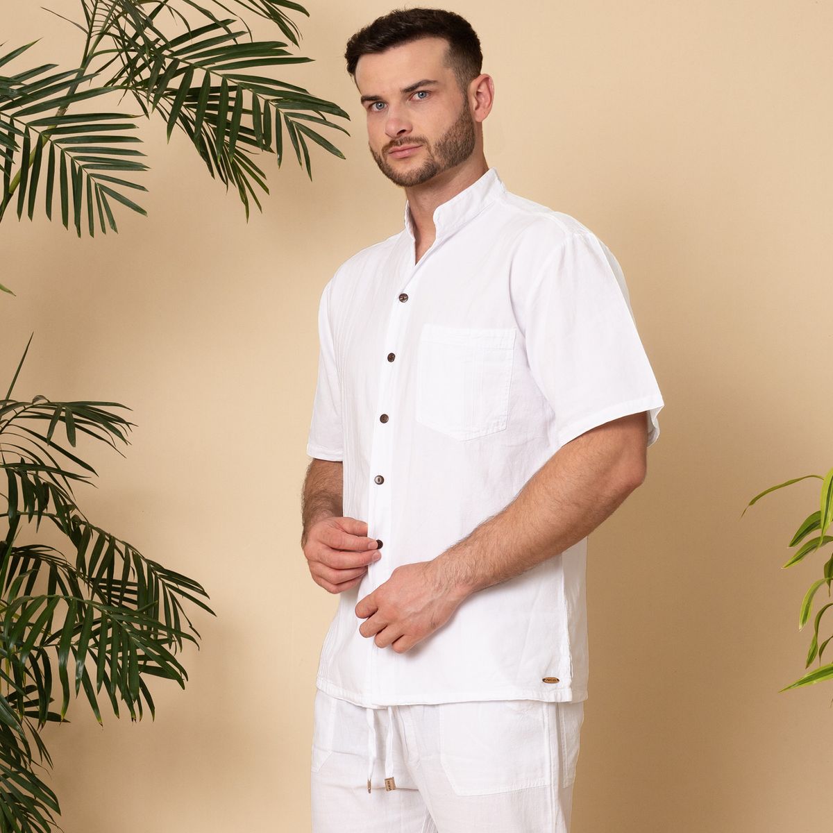 FORBER - Camisa Blanca Manga Corta Hombre
