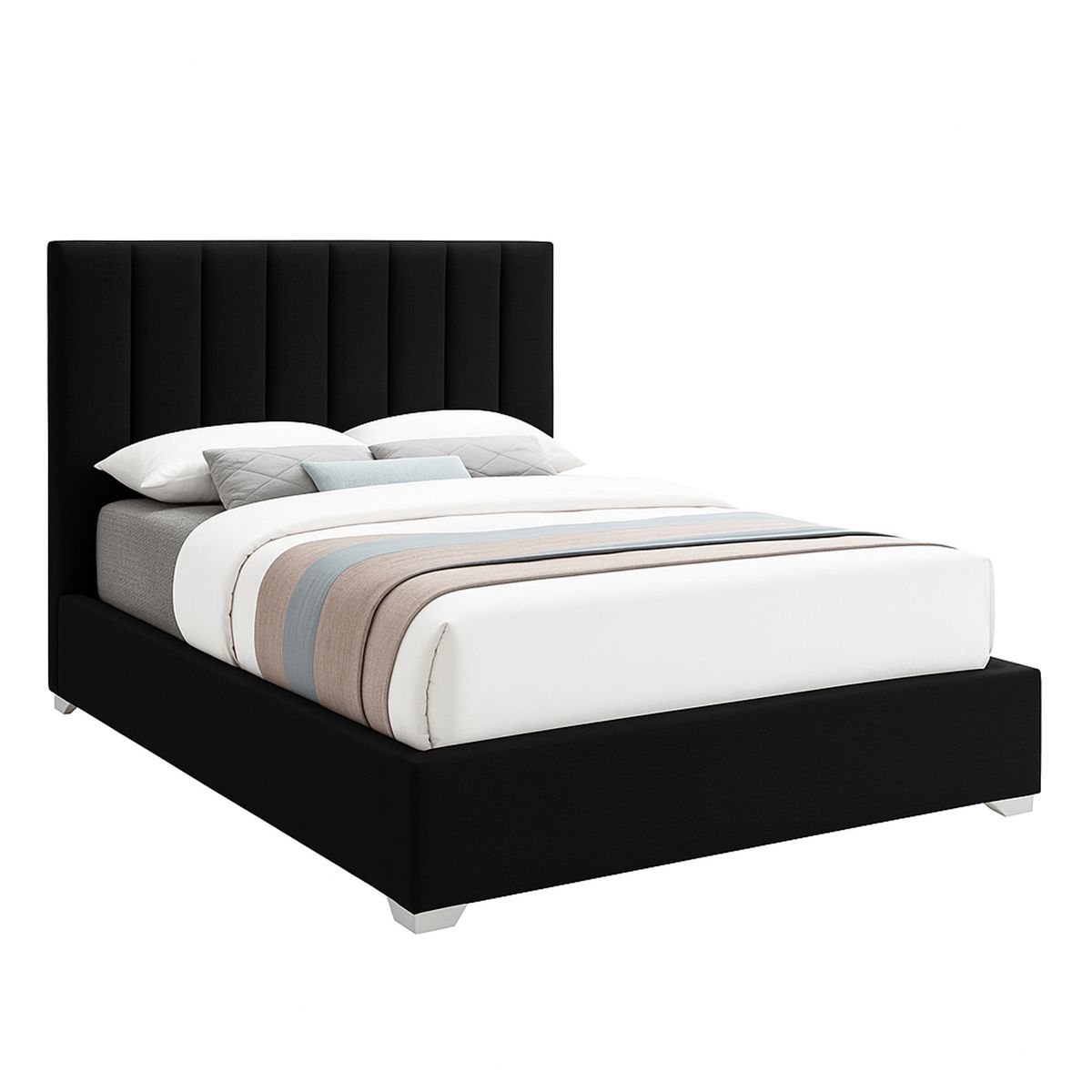 GENERICO - Cama Tapizada Listón Clavel Negro 1.5 Plz