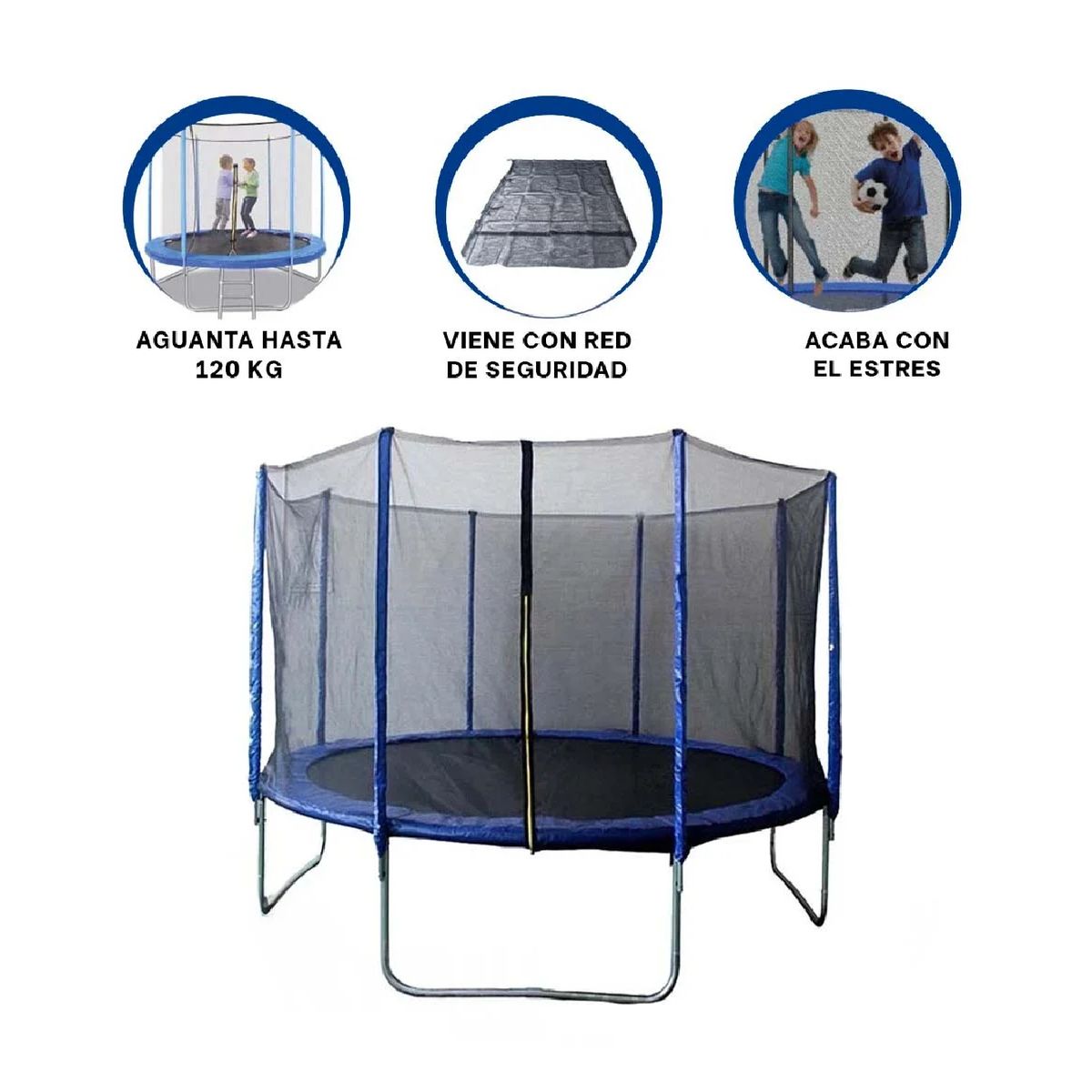 RYBIU IMPORT - Cama Trampolín Modelo 8FT RYBIU Divertida - Azul