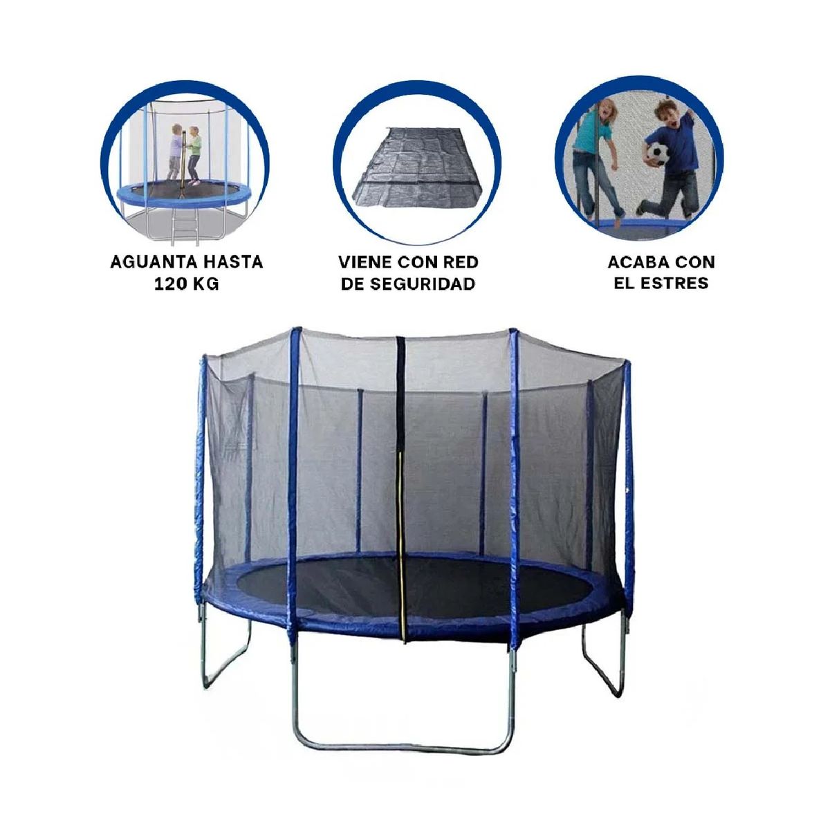 RYBIU IMPORT - Cama Trampolín Modelo 8FT RYBIU Divertida - Azul