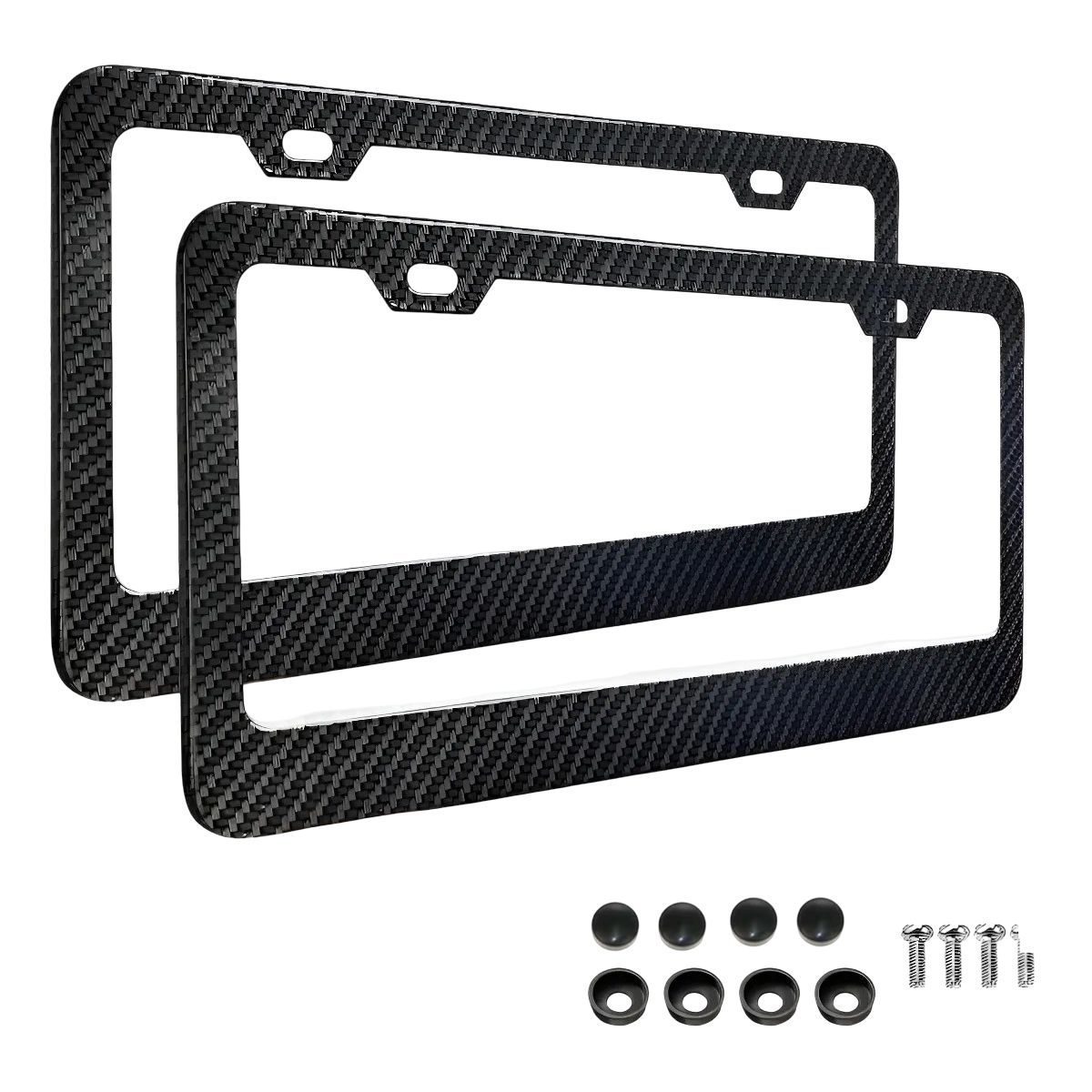 GENERICO - Porta Placas Fibra De Carbono Acero Inox Impermeable 1pcs