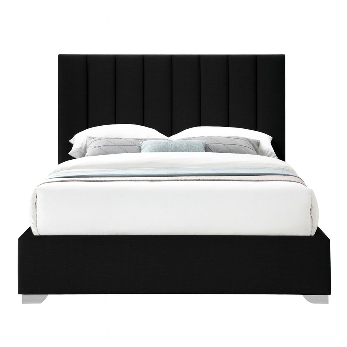 GENERICO - Cama Tapizada Listón Clavel Negro Queen