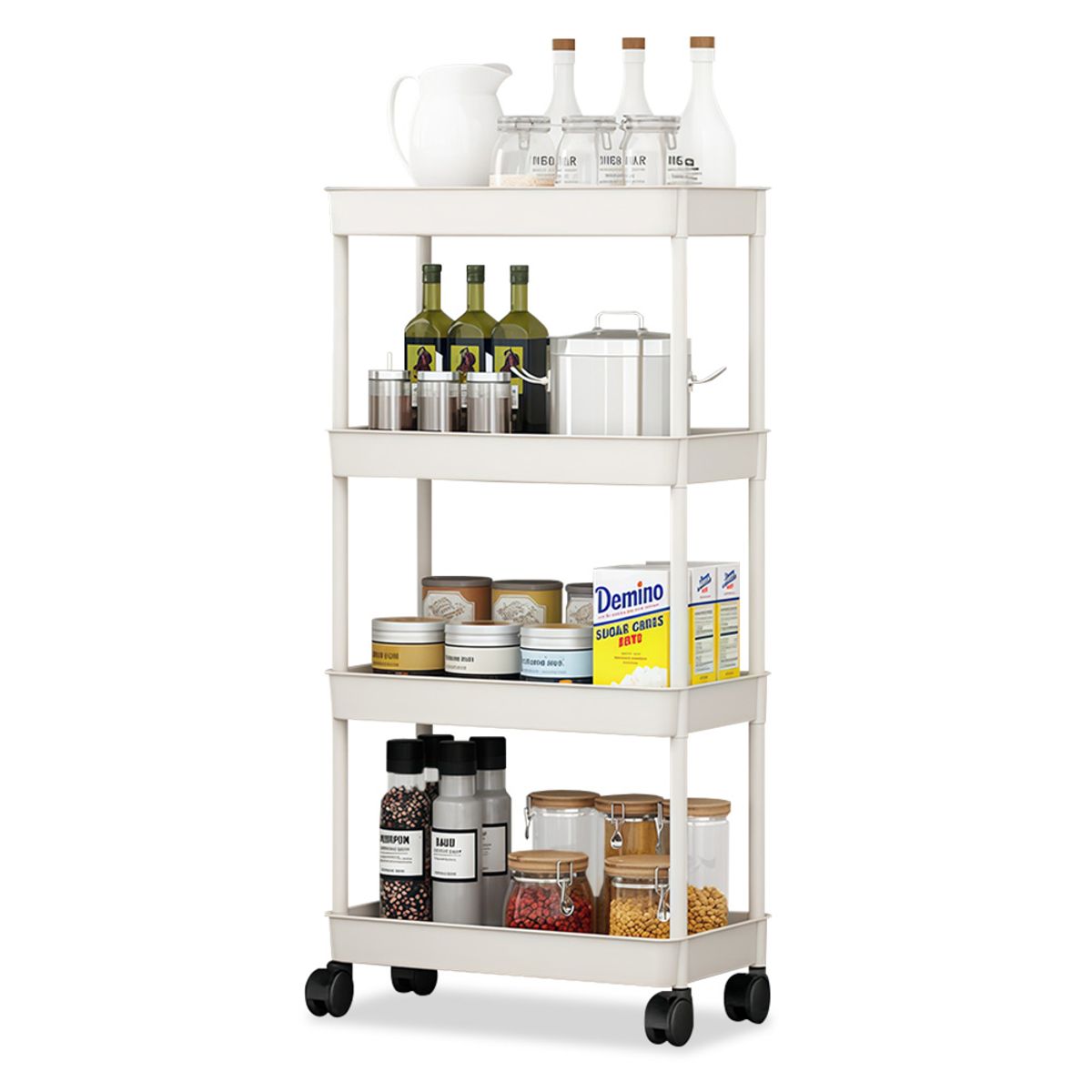 KELLER - Carrito Organizador Estante 4 Niveles con Ruedas para Cocina B24