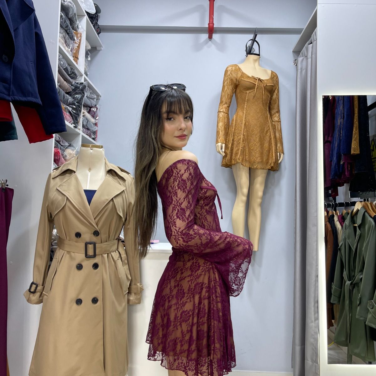 ALLEZ COLLECTION - VESTIDO ENCAJE MANGA LARGA