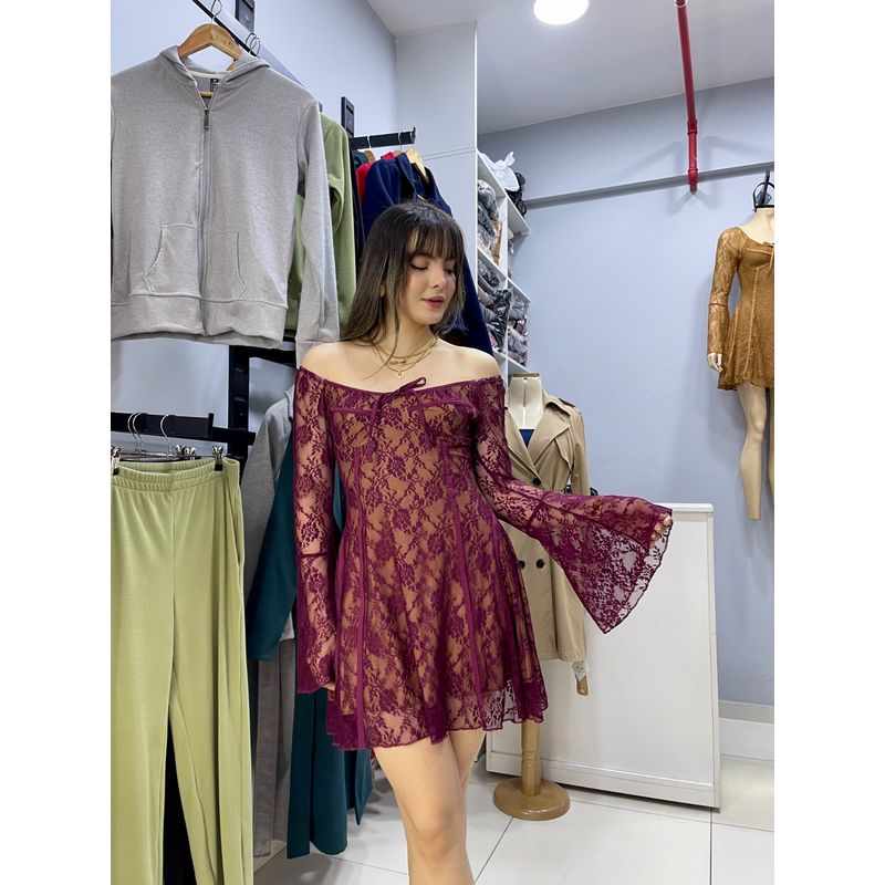 ALLEZ COLLECTION - VESTIDO ENCAJE MANGA LARGA