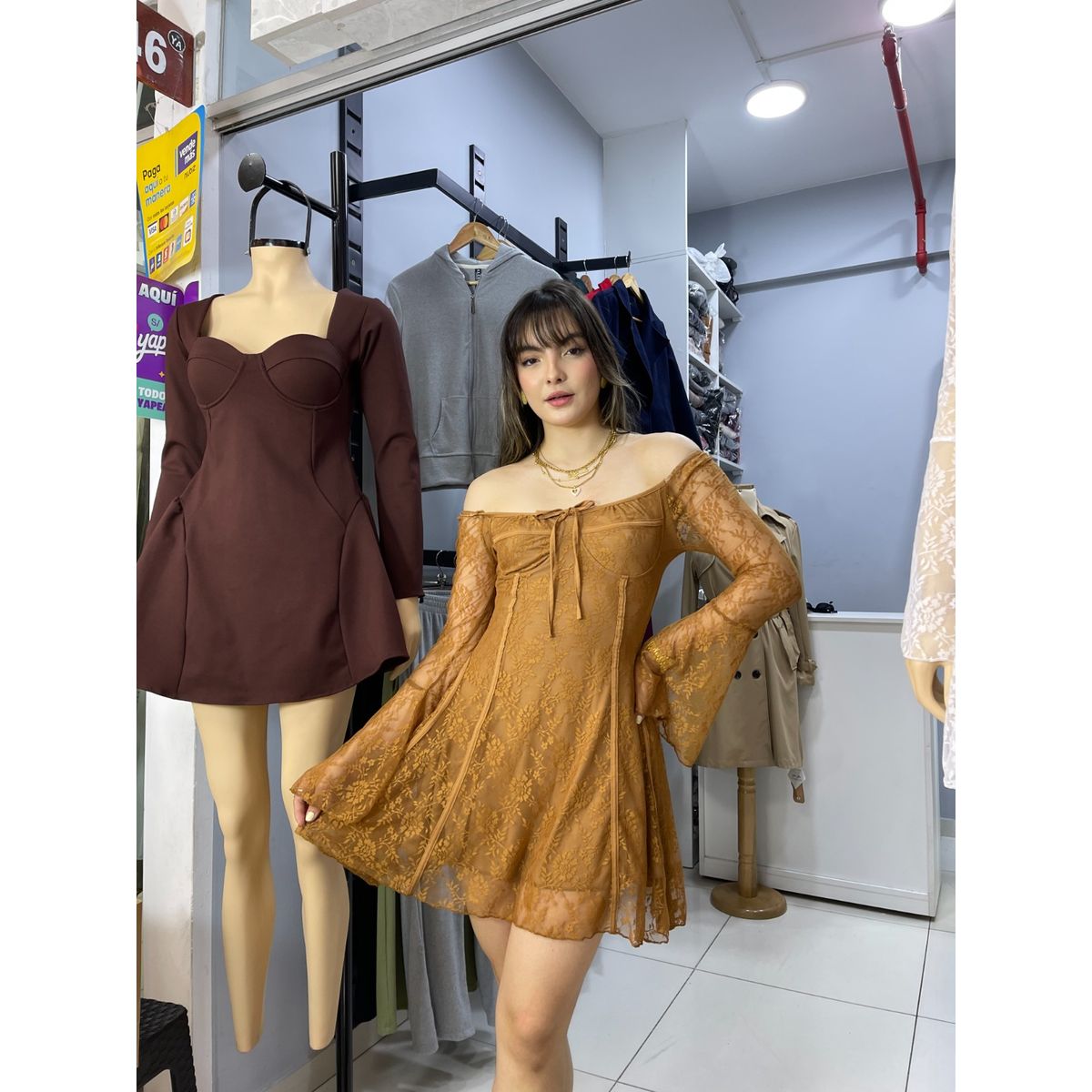 ALLEZ COLLECTION - VESTIDO ENCAJE MANGA LARGA