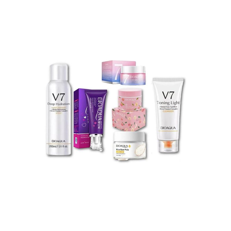 BIOAQUA - PACK Exfoliante Despigmentante Spray Crema de Arroz Blanqueadora Jabon