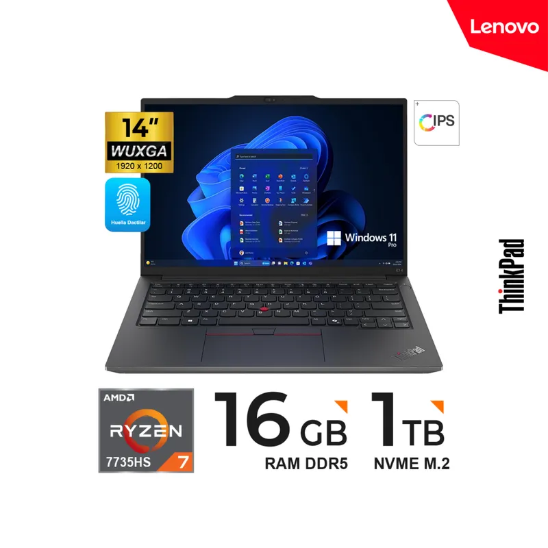 LENOVO - Lenovo ThinkPad E14 Gen 6 - 14", AMD Ryzen 7 7735HS, 4.75GHz,/16GB RAM/1TB SSD/Negro/ Windows 11 Pro