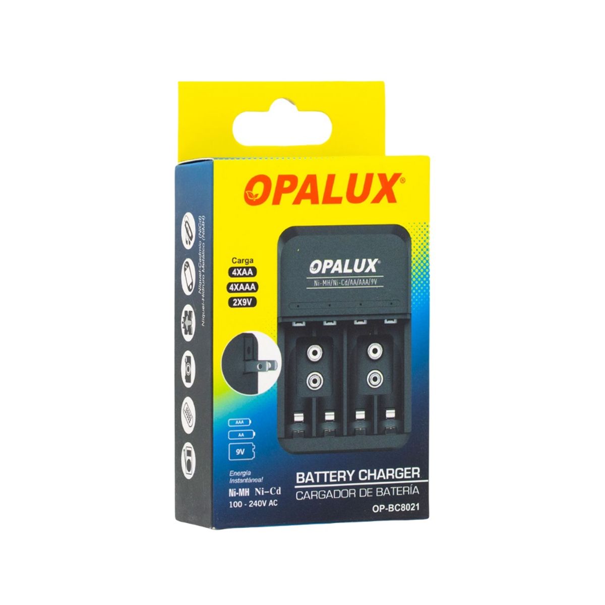 OPALUX - Cargador De Pilas AaAaa9V Opalux Op-Bc8021
