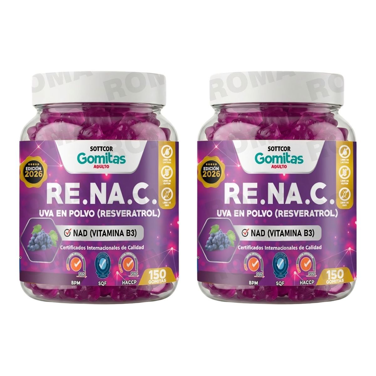 GENERICO - PACK 2 GOMITAS  RESVERATROL 300 GOMITAS SOTTCOR LABS