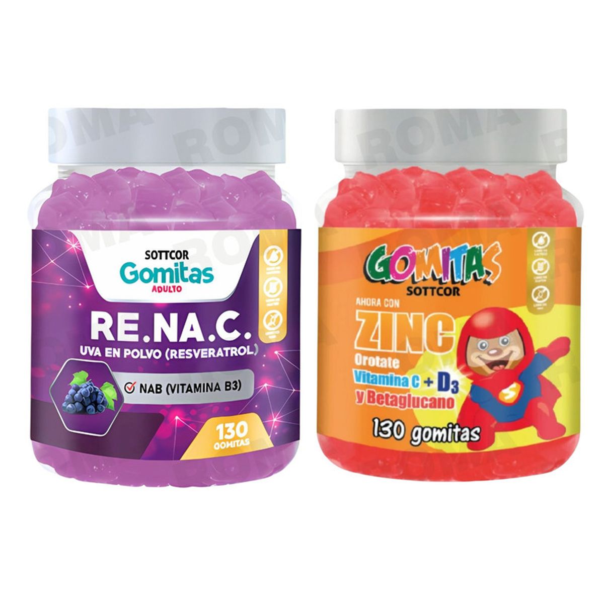 SOTTCOR - GOMITAS RESVERATROL 130UND + GOMITAS ZINC OROTATE NIÑOS 130UND