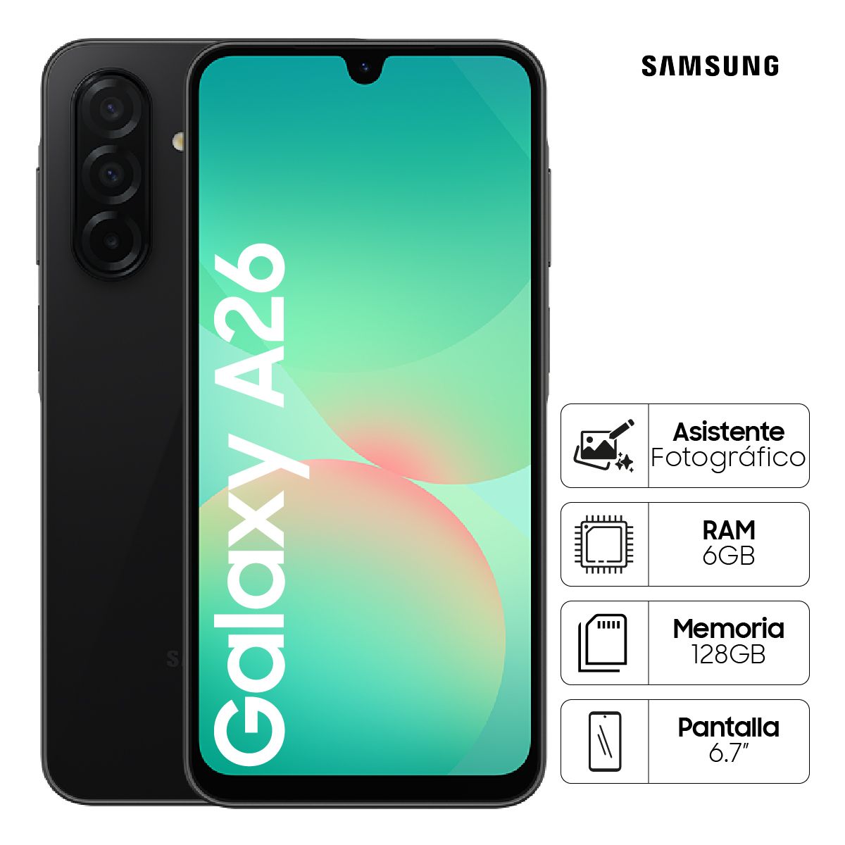 Celular Samsung Galaxy A26 Black 256GB, marca SAMSUNG - Foto Principal
