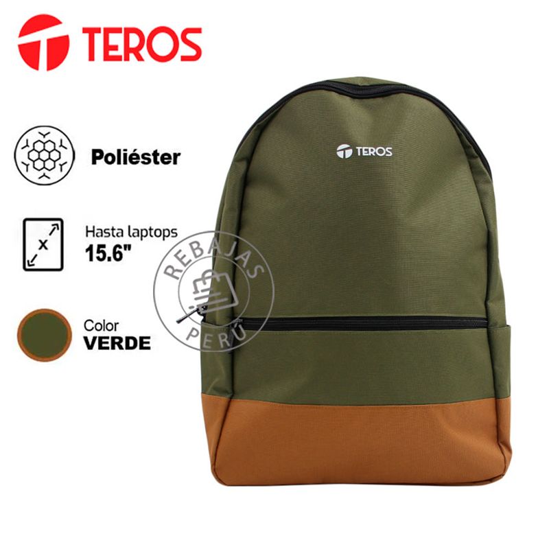 TEROS - Mochila TEROS NOVA Verde MilitarMarrón TE-ACS9021MG para Laptop 156