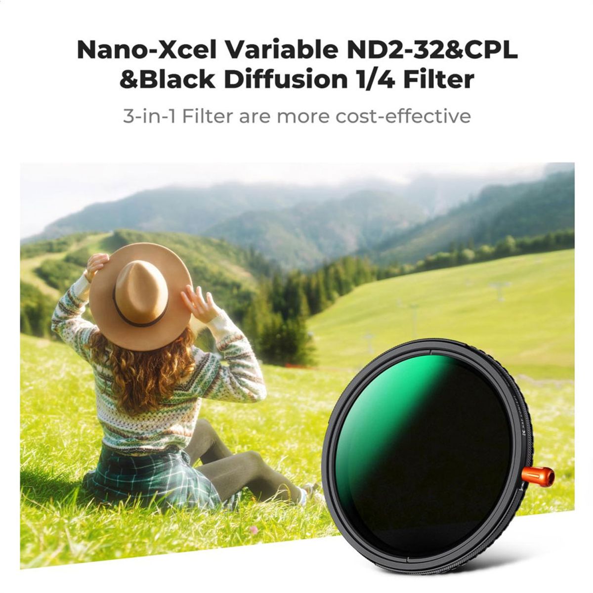 K&F CONCEPT - Filtro K&F Concept Black Difussion 14 + ND2-32 + CPL Serie Nano X 67mm