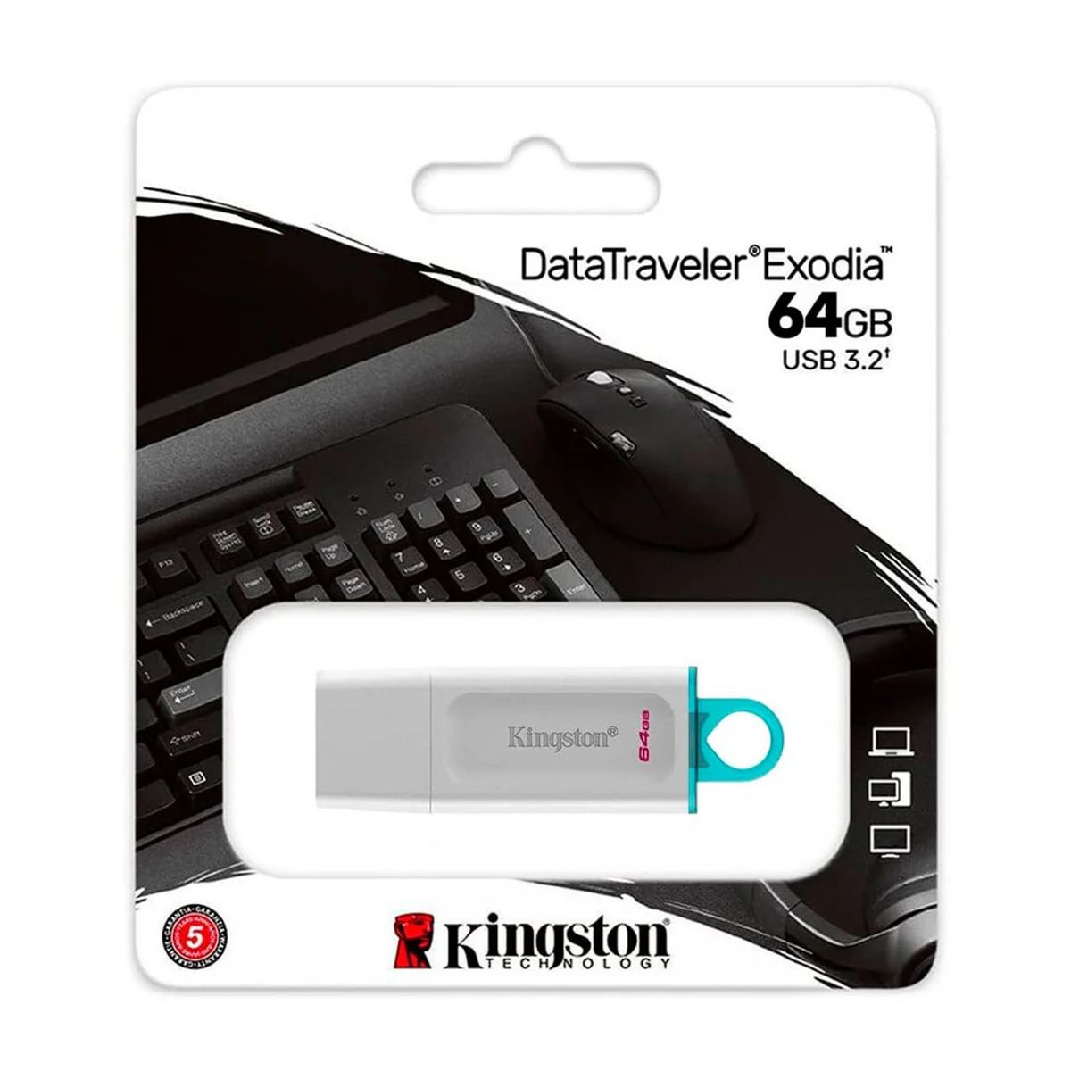 KINGSTON - Memoria USB 64 GB Kingston DataTraveler Exodia - Blanco