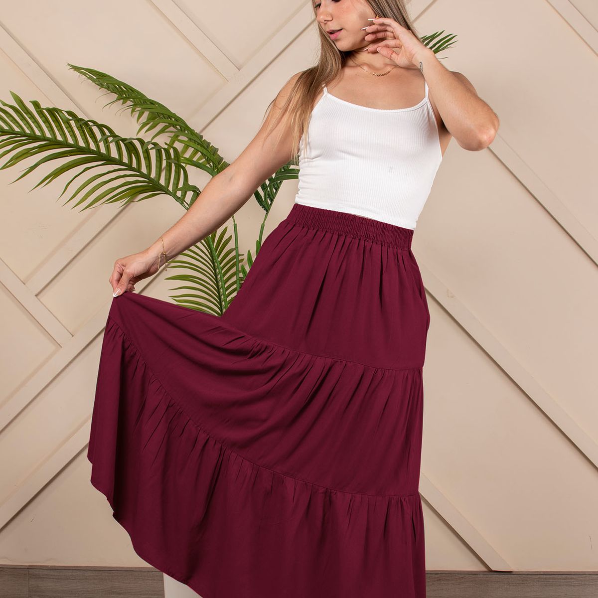 ARMA TU LOOK - FALDA LARGA ANDREA CON CINTURA ELÁSTICA DE RAYON