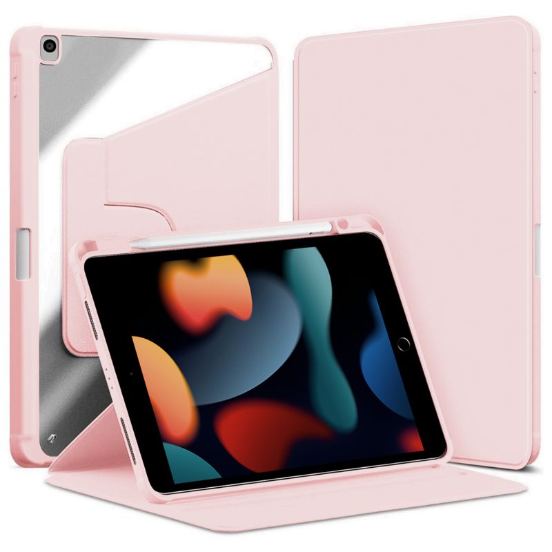 GENERICO - Funda Transparente Giratorio 360° para iPad 7 / 8 / 9 Gen.10 2" Rosado