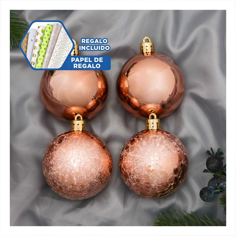 GENERICO - Bolas con Detalle Brillante en Champagne Y+Papel de Regalo