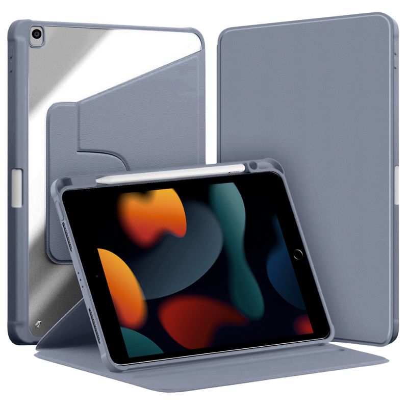 GENERICO - Funda Transparente Giratorio 360° para iPad 7 / 8 / 9 Gen.10 2"Lavanda