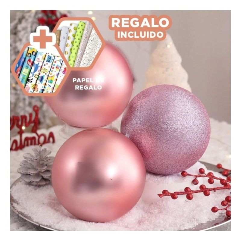 GENERICO - Bolas Navideñas para Sala de Color Rosado Y+Papel de Regalo