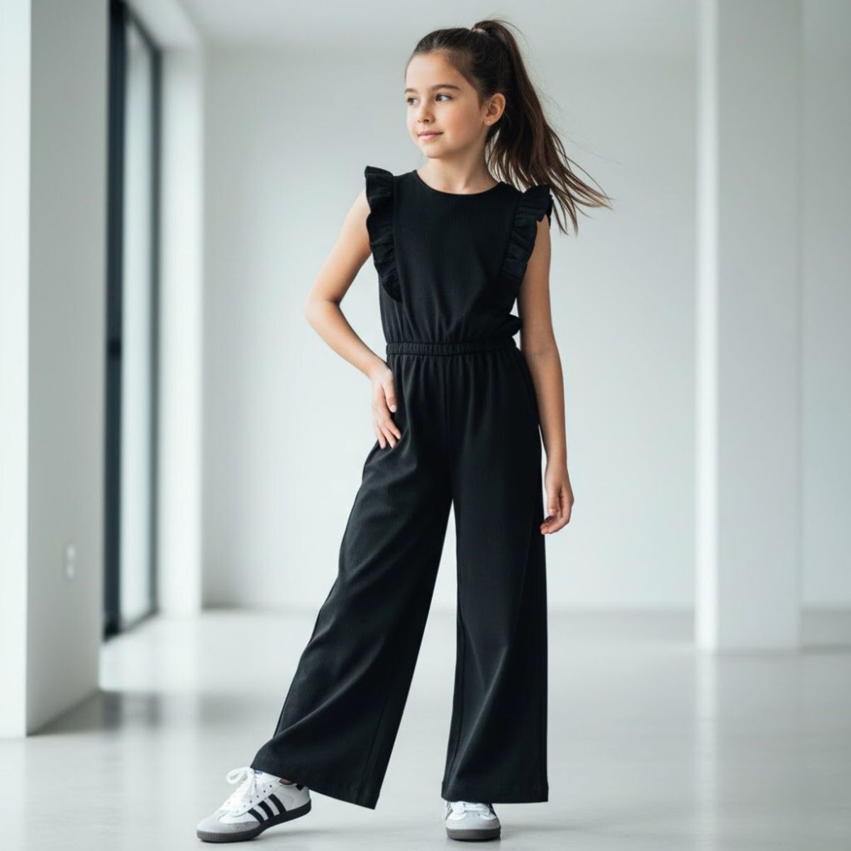 GENERICO - Enterizo Palazzo Negro Niña Algodón  Angela Kids