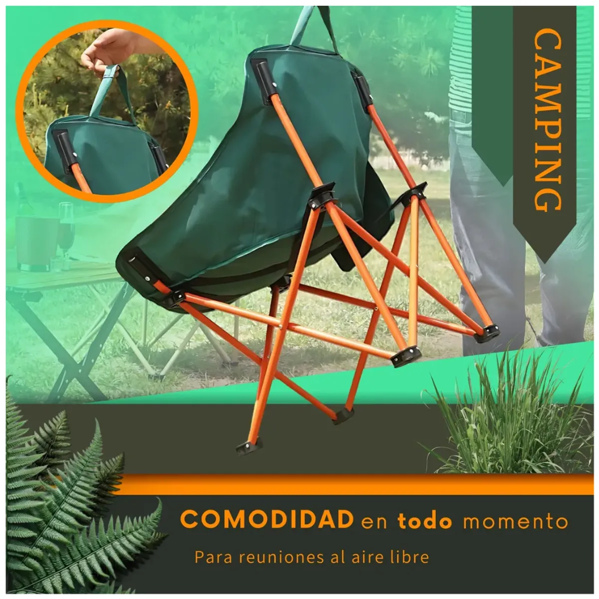 Silla Plegable Para Camping Playa Terraza, marca INSPIRA MARKET - Foto 2