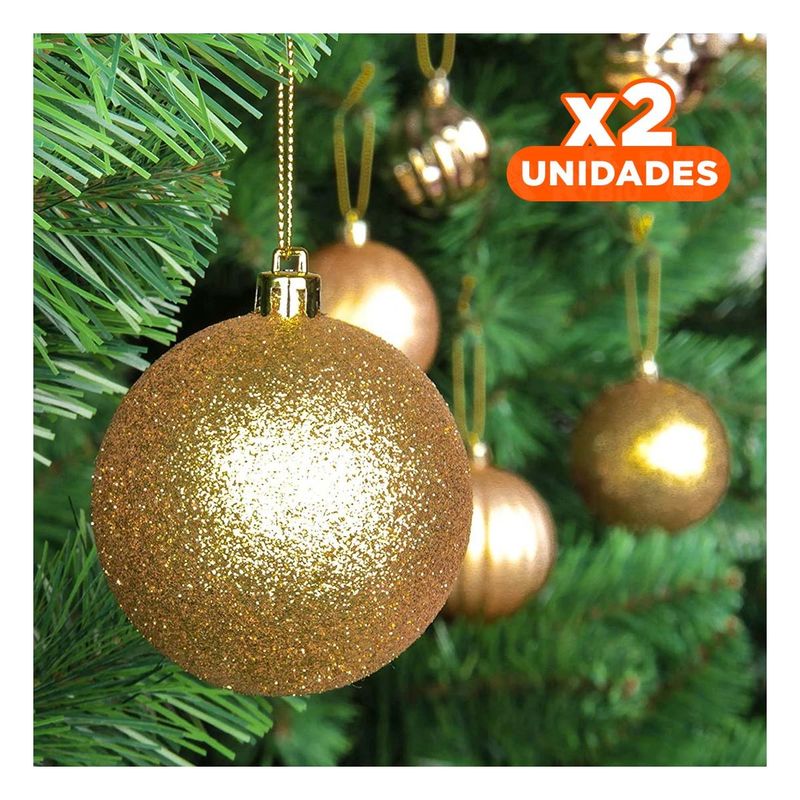 GENERICO - Pack2 Esferas Navidad Festiva en Dorado Y+Regalo Stickers