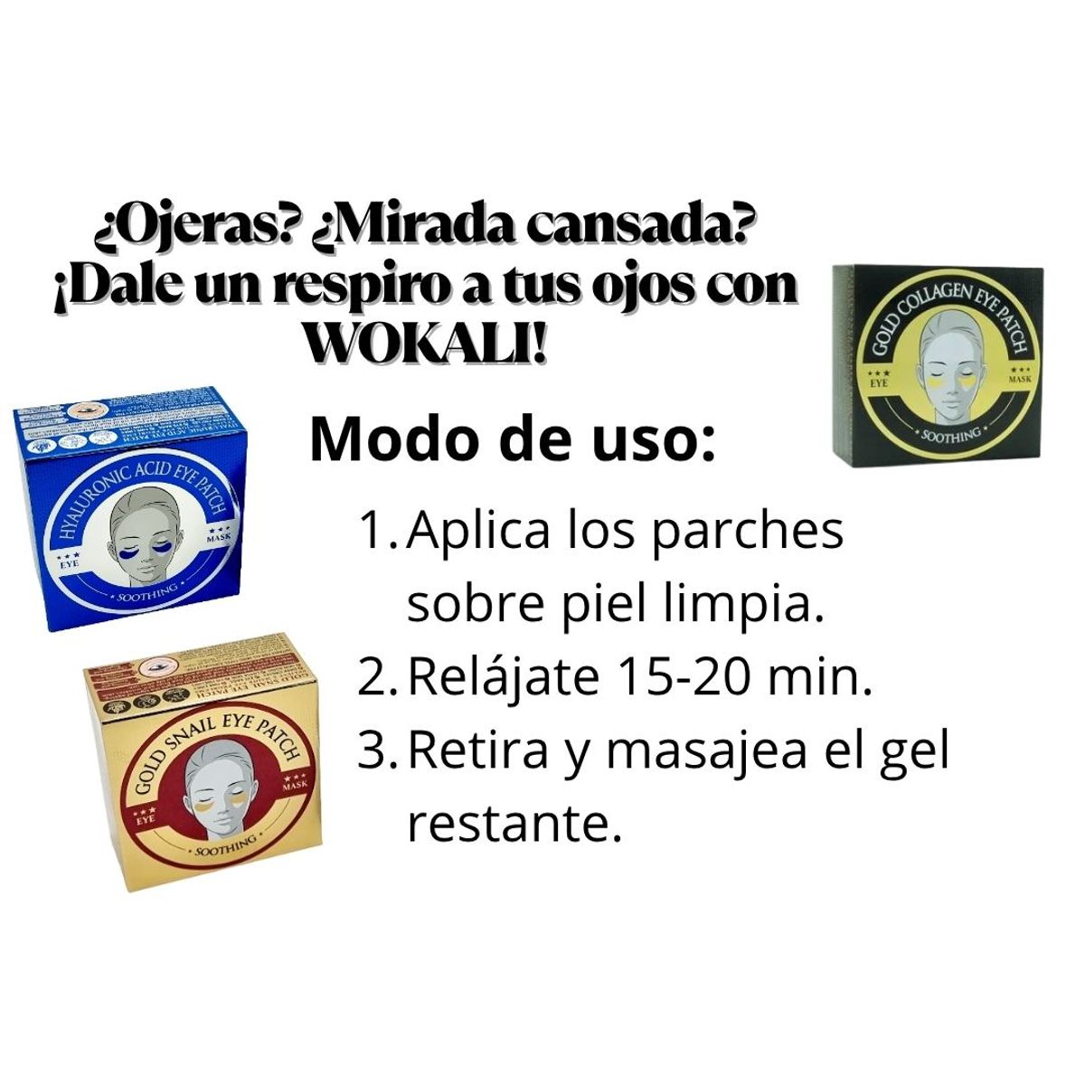 WOKALI - Parches para los Ojos Baba de Caracol Antioxidante Wokali